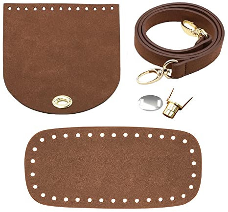Csirnto Taschenboden zum Häkeln 5 Stück PU Ledertasche Strickset Taschenboden Taschenzubehör zum Nähen mit Tasche Twist Lock Taschenriemen für Taschen-Herstellung Handtasche DIY Craft