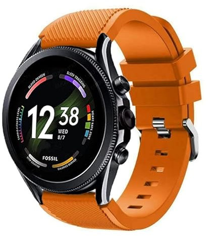 Strap-it Silikonarmband - kompatibel mit - Fossil Gen 6 44mm - Armband - Orange - fur Gen 5e 44mm - Gen 5 - Gen 4 Q Explorist HR - Gen 3 Q Explorist HR