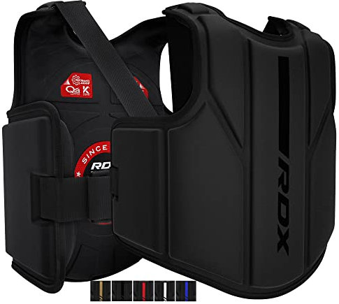 RDX Körperschutz Kampfsport, Maya Hide Leder Bauchschutz perfekt für Kickboxen, MMA Training, Muay Thai, Kampfsport, Boxtraining, Verstellbar Kampfweste Verwendung in Heim- und Fitnessstudio-Workouts