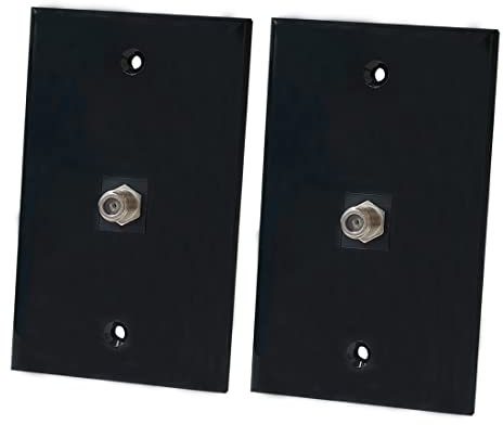 BOPLAT Coax Cable Wall Plate Black - 1 Port Coaxial TV Outlet Cover Plate 1 Gang for Cable TV/Antenna(2-Pack)