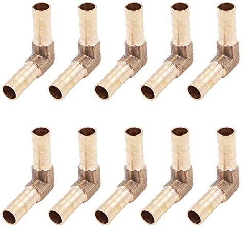 WANGCL 10 PZ raccordi per Tubi Flessibili in Ottone 8mm raccordi per Gas 90 Gradi connettore per Tubi Flessibili per Aria, Acqua, gasolio, Carburante