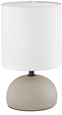 lightling Tischleuchte Lance, Fuß Keramik cappuccino Stoffschirm weiß, Schnurschalter, exkl. 1 x E14 max. 40W, ø 14 cm, Höhe 23 cm
