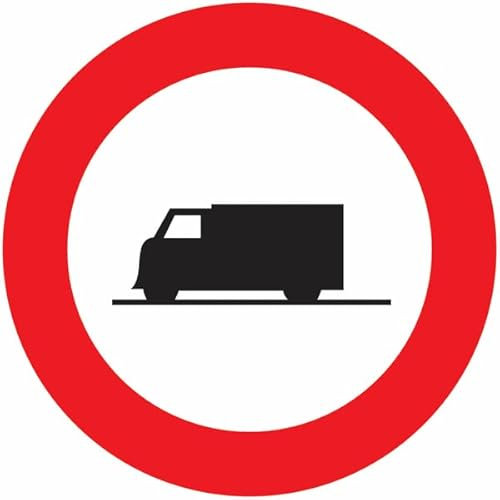 CARTELLO IN LAMIERA SCATOLATA DISCO diametro 60 cm - Transito vietato ai mezzi pesanti Divieto - SEGNALE CATARIFRAGENTE CON CAVALLETTO (CARTELLO CLASSE 1)