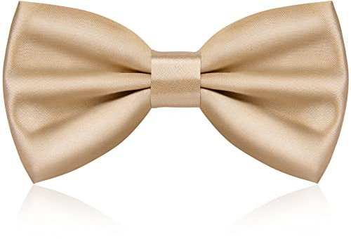 URAQT Fliege Herren, Klassische Einfarbig Fliegen für Männer, Schmale Smoking Fliege Schleife mit Haken, Einstellbar Bow Tie für Hochzeit Party(Gold)