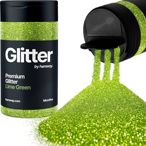 Hemway Premium Glitter Shaker - Lime Green | Microfine Metallic Flake Sequins for Resin & Epoxy Crafts | Craft Supplies for Tumblers, Festival, Hair, Face, Body, Eye & Nail Art | 125 g