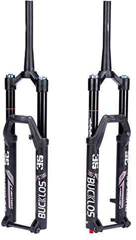 BUCKLOS Forcella ammortizzata ad aria MTB 27,5 29 110 x 15 mm Boost AM E-Bike conica, viaggio 160 mm 36 mm camera d'aria passante asse posteriore regolazione rimbalzo forcella freno a disco,