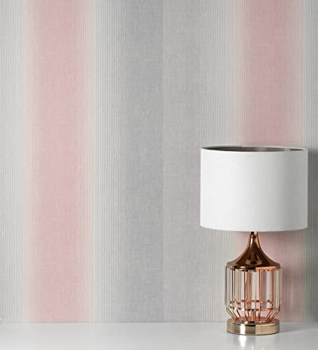 GAULAN 500681316 Papier peint vinyle lessivable à rayures texturé en relief gris et rose pour mur salon cuisine bain couloir salle à mange hall d'entrée - Échantillon DIN A4