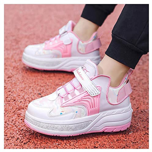 Rollschuhe Outdoor Sportschuhe Kinder Skateboardschuhe Mit Rollen Turnschuhe Jungen Mädchen Schuhe mit Rollen,Pink-43