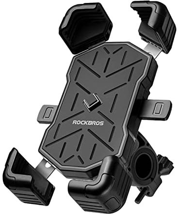 ROCKBROS Supporto Porta Cellulare Bici, Portatelefono per Moto Bicicletta Ebike Monopattino, 360° Rotabile, Blocco Telefono Automaticamente, per Smartphone 4,5”-7,2”, Accessori Bici