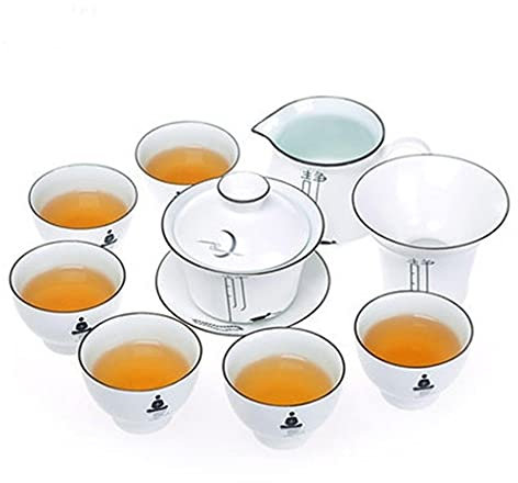 ANIFM 9 Teile/Satz Weißes Porzellan Tee-Set Keramik Zen Teekannen Gaiwan Chinesische Teetasse Set Teeservice Wasserkocher Und Teetasse (B, Größe, Teekanne Comfortable Anniversary