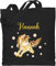 Baumwolltasche - Einhörner - Einhorn Unicorn mit Namen - Unisize - Schwarz - wechselkleidung beutel kita personalisierte tasche kindergarten unicorns jutebeutel mädchen stofftasche kinder name