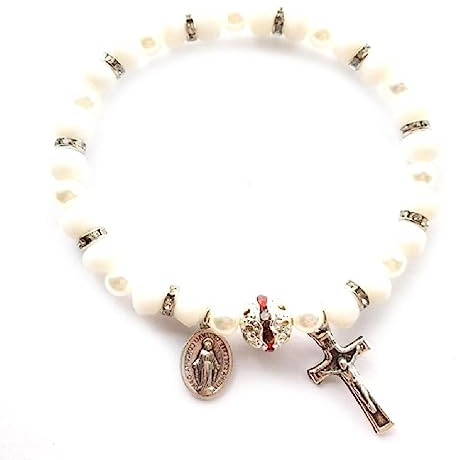 Kristall Für Kreuz Armband Elastische Perlen Stretch Rosenkranz Armband Mit Kruzifix Und Für Frauen Mädchen Jewe Kreuz Anhänger Armband