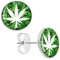 BlackAmazement 2er Set 316L Edelstahl Ohrstecker Ohrringe Hanfblatt Pot Leaf Weed Earrings grün weiß Punk Herren Damen (8mm)
