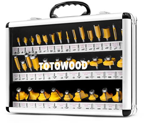 TOTOWOOD Router Bit Set ,Tungsten Carbide Router Bits Set 1/4 Shank,35 Piece Router Bit Kit for DIY, Woodworking Project,American Router Bit Set with Premium Aluminum Carry Storage Case (35pcs)