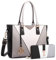 Miss Lulu Handtasche Damen, Taschen Damen, Schultertaschen Damen Shopper Damen Handtaschen Damen V-förmiges Design Synthetic Ledertasche Mit abnehmbarem Schultergurt, Grau Geldbörsen-Set