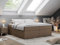 MKS MEBLE Boxspringbett 200x200 Mit Bettkasten, Niedriges Kopfteil - Polsterbett Bess - Braun Kunstleder - H4
