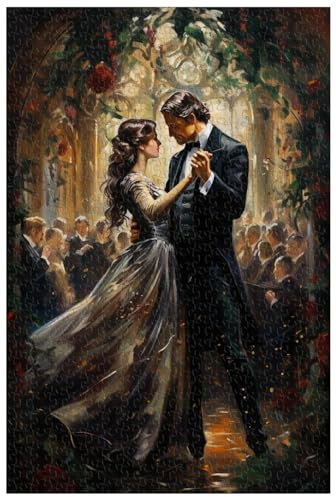 1000-teilige Holzpuzzles für Erwachsene, Tango der Liebe, romantischer viktorianischer Weihnachtsball (B ; 1000)
