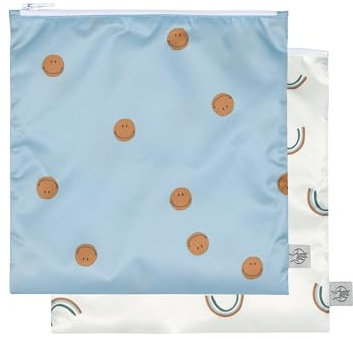 LÄSSIG Borsa riutilizzabile per lo spuntino Borsa per la colazione 2 pz/Snack Bag Happy Rascals Smile