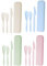 Soulnioi 3Pcs Portable Reusable Utensils Cutlery Set Wheat Straw Cutlery(Knife+Fork+Spoon) with Portable Case Flatware Set for School/Camping/Travel/Picnic/Office Cutlery 3 Sets