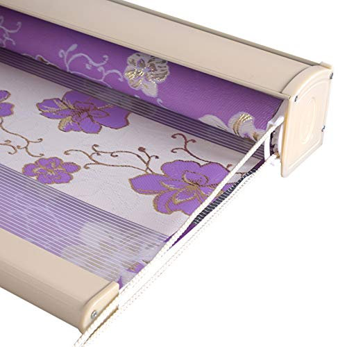 Lila/beige Zebra-Fensterrollos für Küche und Heimbüro – extra breite Raumverdunkelung, 70 cm/90 cm/110 cm/130 cm/150 cm Breite (Farbe: A, Größe: 150 cm × 300 cm (59 Zoll × 118 Zoll))