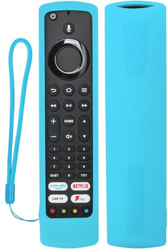 Custodia Telecomando compatibile con Fire TV Omni/TCL 2022 CF630 Remote YKF494-B203/Xiaomi Fire Smart TV F2/CT-8565/JVC RM-C3253, Guscio Telecomando in silicone con cordino(Glow Blu)