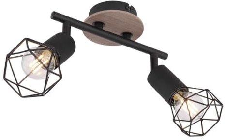 Globo Deckenleuchte Xara I schwarz mit Holz - 54802S-2H