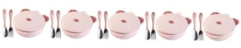 Toyvian 5 Juegos Plato Llano De Acero Inoxidable Envase Mostrada Tazón Para Servir Comida Para Bebés Cuenco Para Vajilla De Bebe Tazón De Comida Rosa Alimento Niño Reutilizable