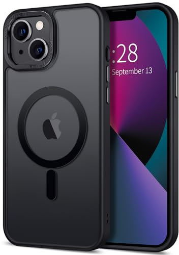 Hython Case for iPhone 13 Case Magnetic Translucent Matte Phone Cases 6.1 [Compatible with MagSafe] Thin Slim Fit Shockproof Bumper Hard Protective Cover for Women Men Girls, Frosted Black