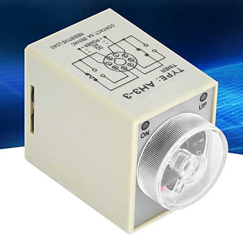 Relé de Tiempo, Temporizador de Retardo AH3-3 Relé de Tiempo Electrónico Temporizador de Retardo de Liberación de 8 Pines Montaje en Riel DIN de 35 Mm Rango de Retardo 60S para