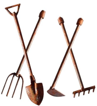 KITANDOVE 4 Pz Strumenti Del Micropaesaggio Decorazioni Da Giardino in Miniatura Arredamento Retrò Mini Attrezzi Da Giardino Strumento in Miniatura Attrezzo Vintage ▾ Lega Di Zinco Ornamenti