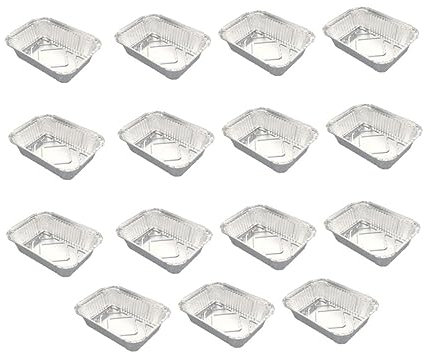 GOOHOCHY 15piezas Bandeja Reutilizable De Cuadrada Para Barbacoa Para Cocinar y Servir Alimentos Interiores y Exteriores Fácil De Limpiar y Acabado Espejo Brillante