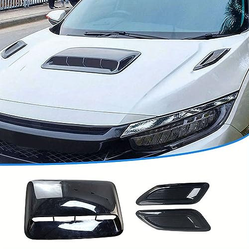 Decoración de la rejilla de ventilación del coche,Compatible para Peugeot 107 206 207 208 301 307 308 407 408 607,rejillas de ventilación del capó,A-Black