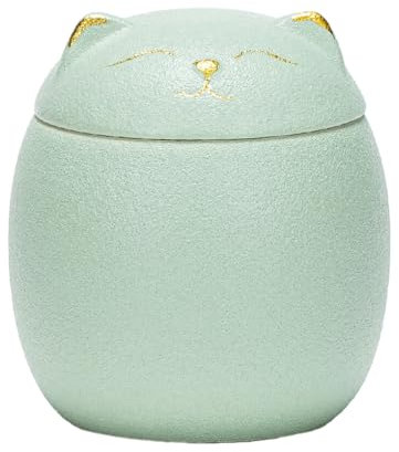 siduytin Keramikkanister mit großem Fassungsvermögen, niedlich für eine breite Anwendung. Keramik Teedosen in Katzenform, Keramik Teedosen, Vorratsdosen in Katzenform, Grün, 500 ml