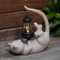 mikilov Katze Harz Statue mit Solar Laterne (Liegend)- Outdoor Laternen&Indoor Statue Dekorationen für Garten,Hof,Veranda,Haus,Balkon