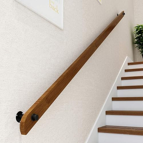 Wood Staircase Handrails, Home Against The Wall Indoor Loft Elderly Railings Hand Rail Corridor Support Rod, Wooden Stair Baluster, Complete Kit (A, 240cm/94.5in)