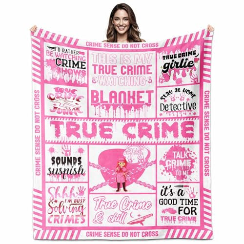Paoeyty True Crime Gifts for Women Blankets, Ture Crime Blanket 152,4 x 127 cm, True' Crime' Junkie Gifts, Geschenk für True Crime' Fans Decke