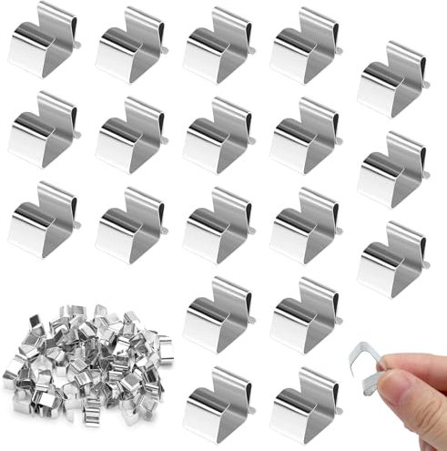 HENGBIRD ganci per grondaie per luci fiabesche 100 pezzi, gancio per luci in metallo, clip per luci natalizie in acciaio inox per decorazioni da giardino, decorazioni natalizie e fili per ponti