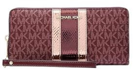 Michael Kors Jet Set Travel Large Signature Continental Wallet, Oxblood, Geldbörse mit Handgelenk
