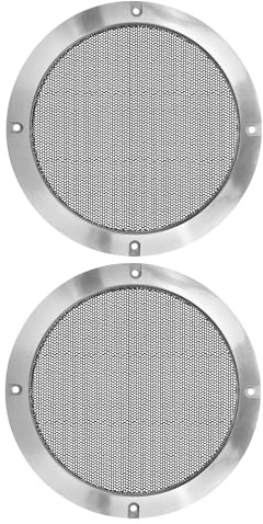 Unifizz 2 Stück 16,5 cm Metall glänzend Auto Audio Lautsprecher Abdeckung Mesh Subwoofer Grill Horn Guard Dekorative Kreis Gitter Schutz Schwarz Silber