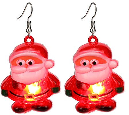 BSLVWG Cute LED Christmas Drop Earring Light up Flashing Santa Earrings Luminous Christmas Tree Snowman Snowflake Elk Earrings for Women Girl Xmas Party Festive Decoration (Santa claus)