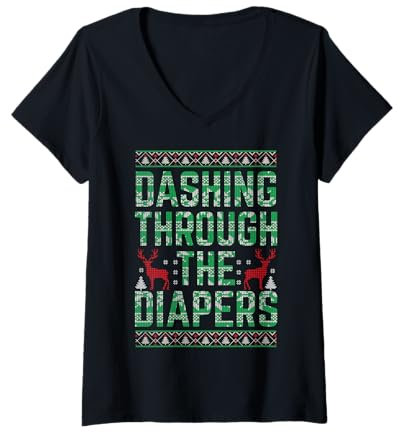 Damen Durch die Windeln schlüpfen ma da Baby Ältere tragen Windel T-Shirt mit V-Ausschnitt