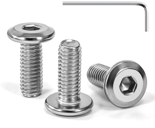Tunejoy Viti a Testa Piatta M6 x 16 mm Vite a Testa Esagonale Bulloni in Acciaio Inox A2 V2A Bulloni per Mobili con Chiavi a Esagono Filettatura Completa 30 Pezzi