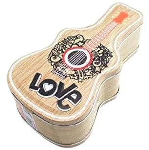 Spardose aus Metall, Form einer Gitarre mit Schloss, lustige Spardose, große Größe für Jungen und Mädchen (Holz)