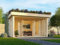 CHILLROI® Karibu Gartenhaus mit Gründach – 15,72 m² aus nordischer Fichte, 38 mm Wandstärke, inkl. Dachbegrünungs-Set, Echtglasfenster, Pultdach & Zylinderschloss