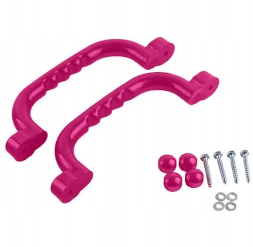 TRIBECCO Plastikgriff für den Spielplatz – sicherer, ergonomischer Griff für Kinder, wetterbeständig, stoßfest, einfache Montage, Montageset inklusive – 2 Stück im Set – 25 x 7,5 cm (Rosa)