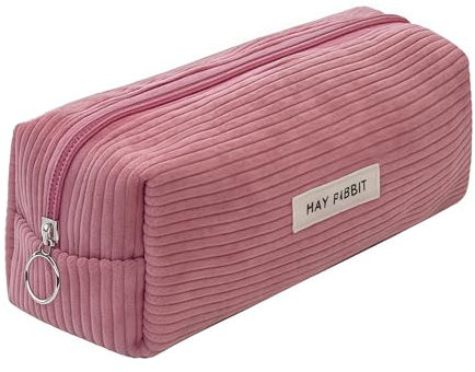 MUNSKT Pencil Case Trousse Crayon en Velours Côtelé Grande Trousse De Papeterie Grande Trousse à Crayons pour Filles et Adolescentes Rose