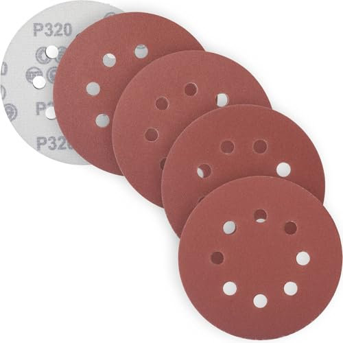 YoiYee 125mm/5-Inch Very Fine Grit Abrasive Sanding Discs – 8-Hole Hook & Loop Pads with P320/400/600/800 Assortment, 20-Pack Aluminium Oxide Discs for Orbital
