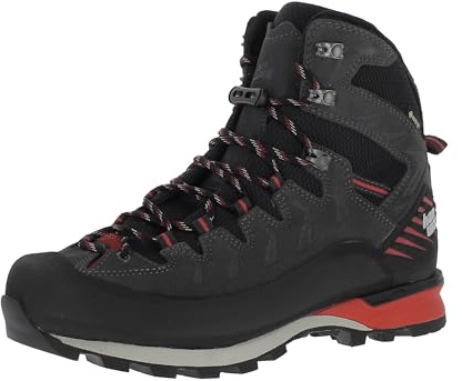 Hanwag Bergschuhe Makra Pro Bunion GTX wasserdichte und stabile Herren Bergstiefel speziell für Bergsteiger mit Hallux | Alpinstiefel | Backpackingschuhe Asphalt/Red EU 45