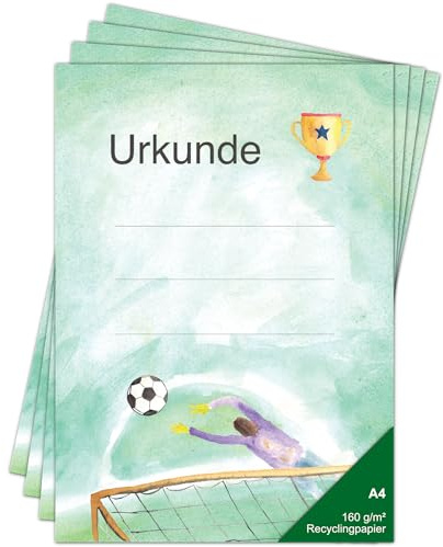 moppenstedt Fußball Urkunden für Kinder A4-25 Blatt bedruckbar 160g Papier für Turniere
