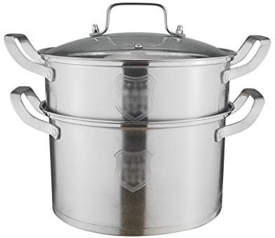 ERSINIAN Kleiner Couscous-Maker aus Edelstahl, Erack-Halter, Unterstützung, 2-stufiger Induktionsdampfer aus Edelstahl, Dampfeinsatz, Kochtopf/Dampfgarer/Stahl/6,3 l, 26 x 26 x 23,4 cm